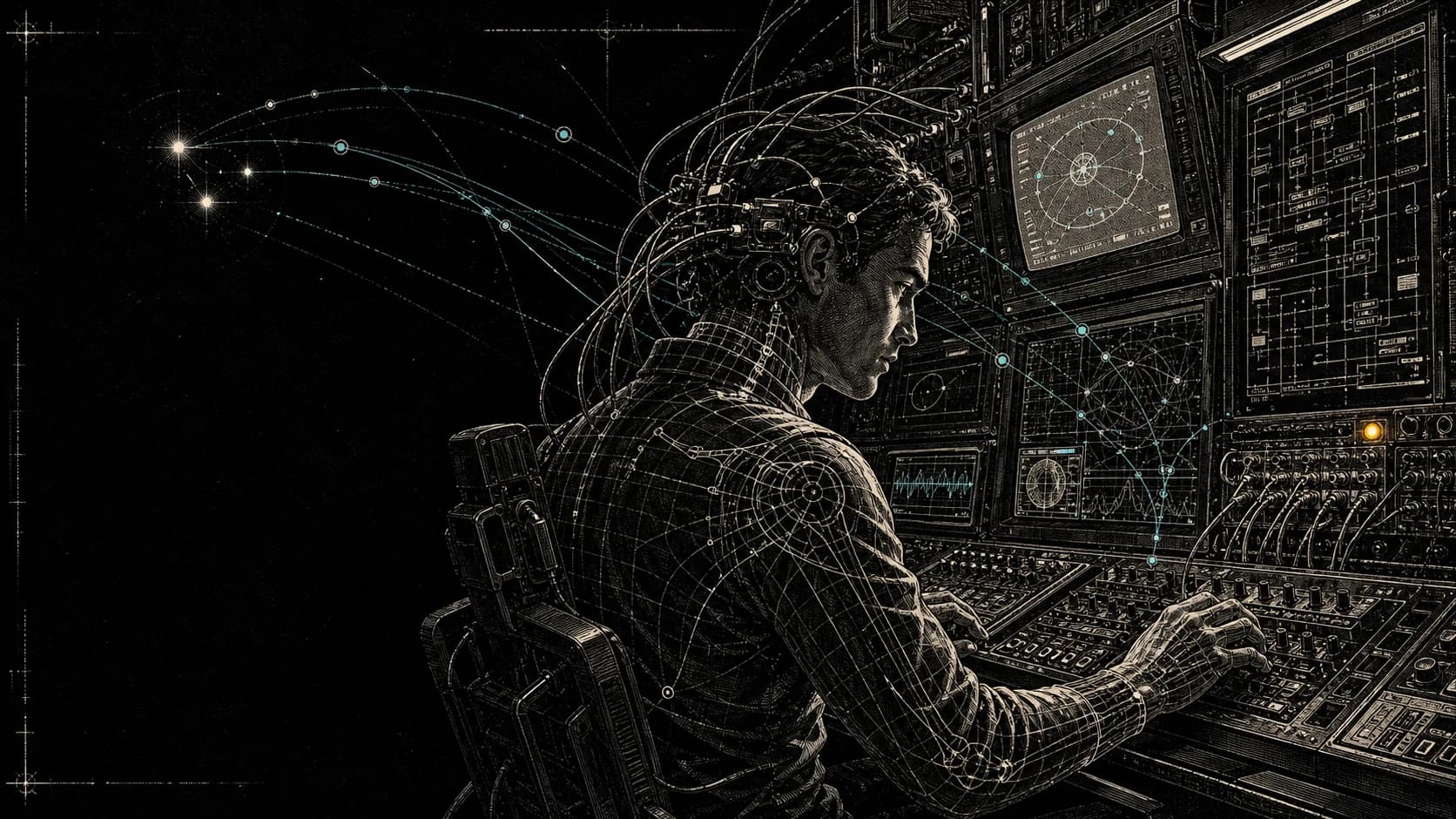 Wetware operator routing event signals through an orbital console